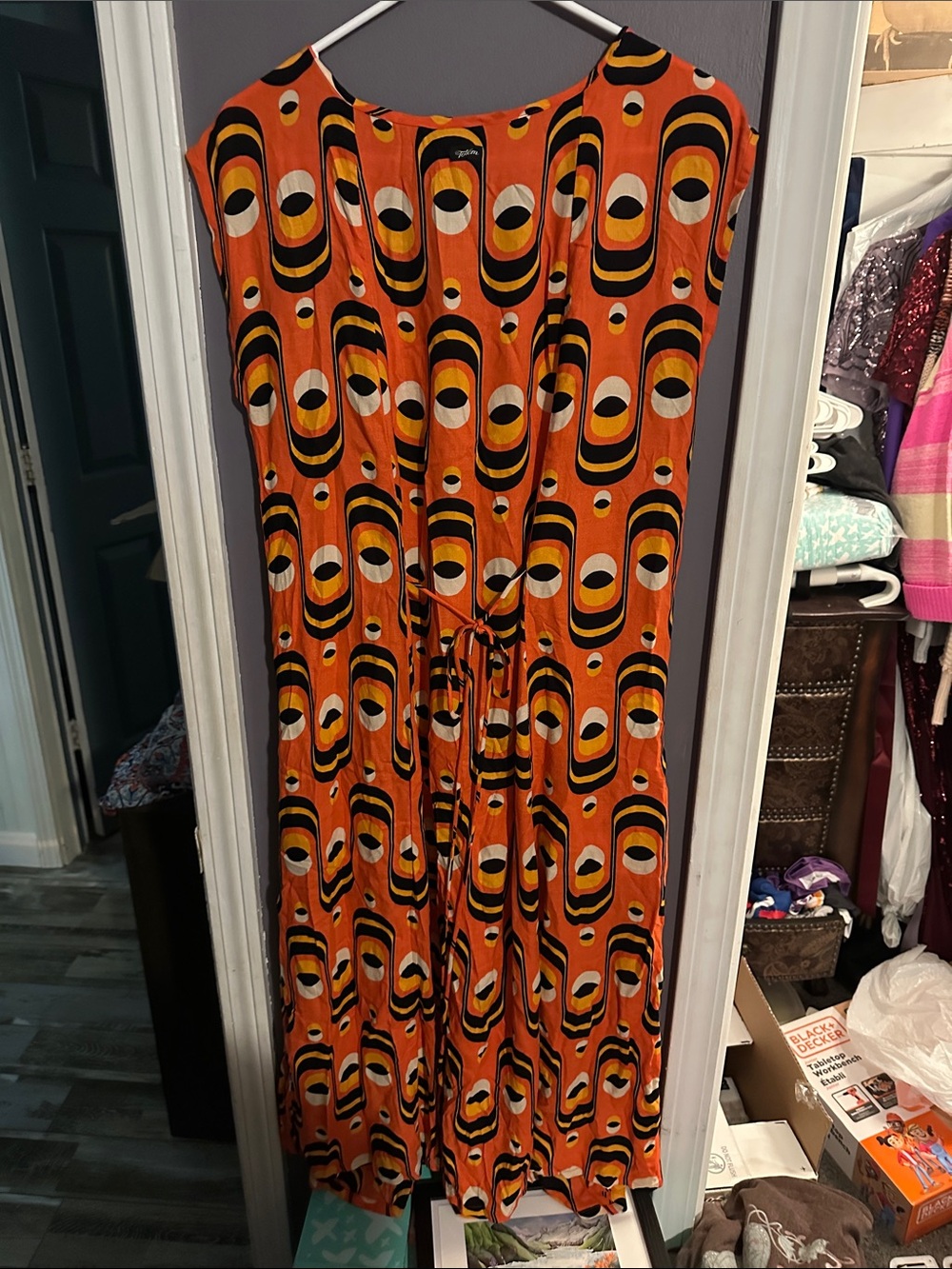 Toteme Orange Geometric Midi Dress - Picture 4 of 6